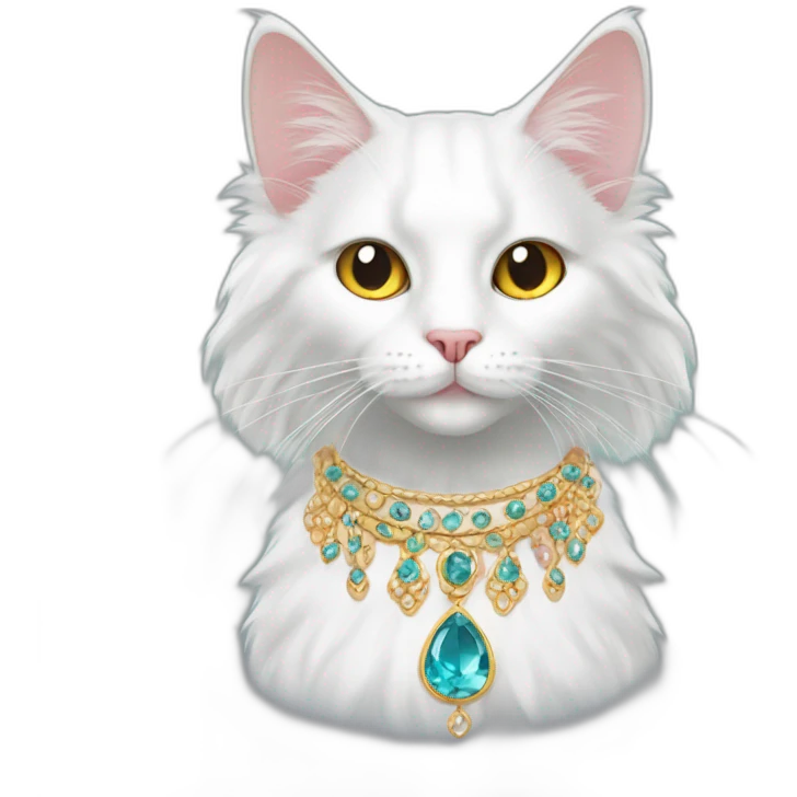 Turkish Angora Cat with jewelry emoji