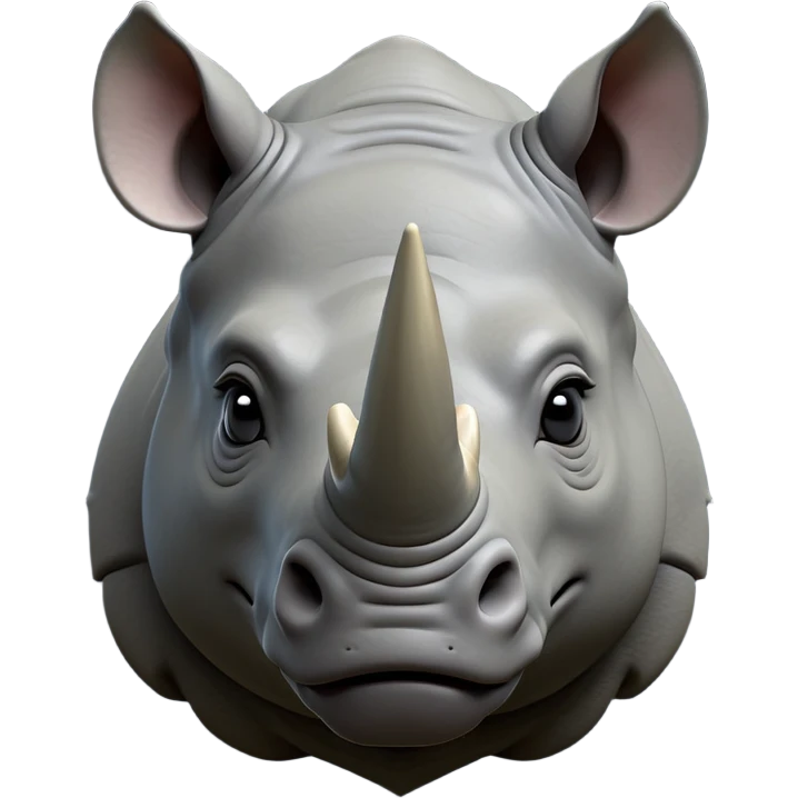 cinematic-noble-rhinoceros-portrait-emoji,-poised,-with-a-massive,-powerful-build-and-a-thick,-hide-of-slate-gray,-deep-set-soulful-piercing-eyes,-simplified-yet-sharp-and-sophisticated-features,-highly-detailed, with large black eyes, szoomed out showing houlders emoji