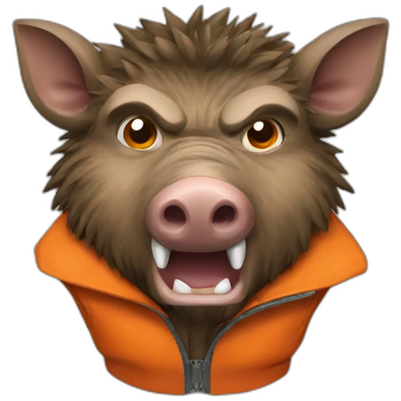 ANGRY wild boar with orange jacket emoji