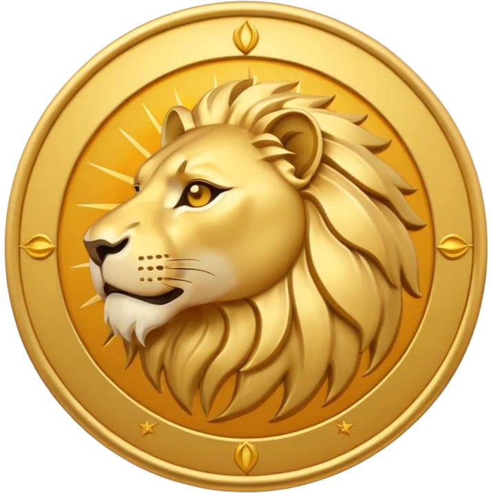 Iranian Lion and Sun symbol, minimalist emoji style, flat design, clean lines, gold lion and sun on transparent background, simple icon, no text, no flag stripes emoji