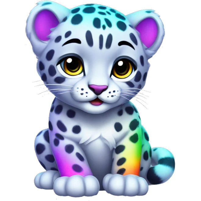 neon rainbow snow leopard cub emoji