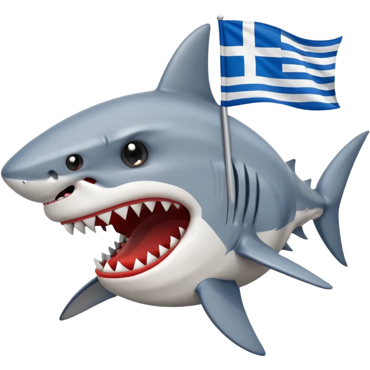 Shark angry with Greek flag  emoji