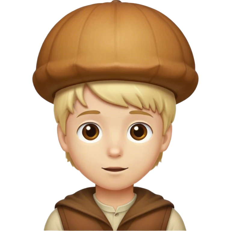Blonde boy wearing an acorn hat emoji