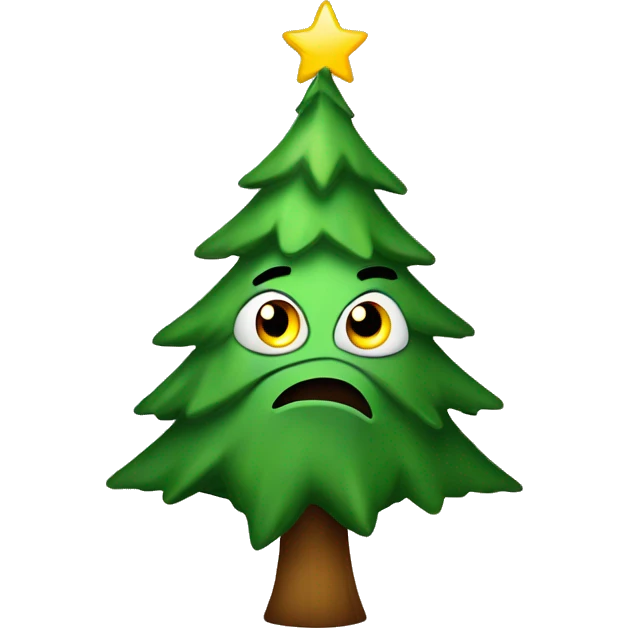 Frustrated and confused Christmas tree emoji