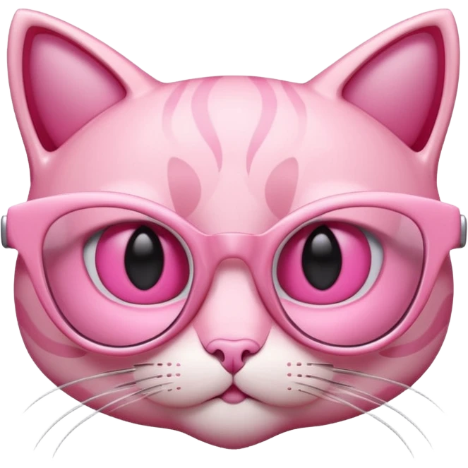 A 3D cartoon rose-pink cat-eye spectacle, glossy curved frame, soft reflections, isolated on plain background. only glasses. emoji