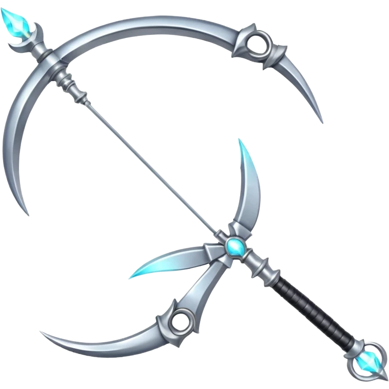 Elegant silver bow weapon with glowing string, crescent-moon motifs. emoji