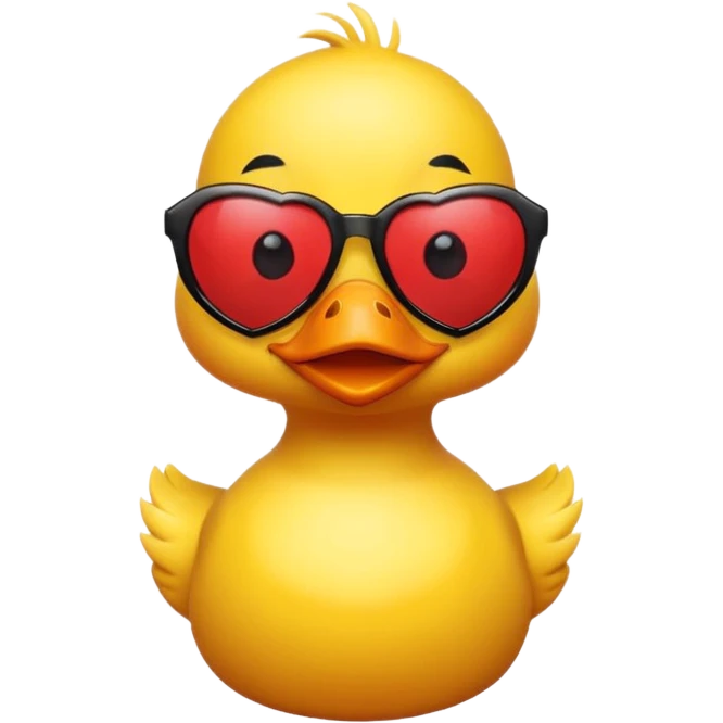 Make a frame emoji and inside it is a  yellow duck wearing red heart sunnies and the background is sky or anything blue make it like this 🌇 but what I described inside  emoji