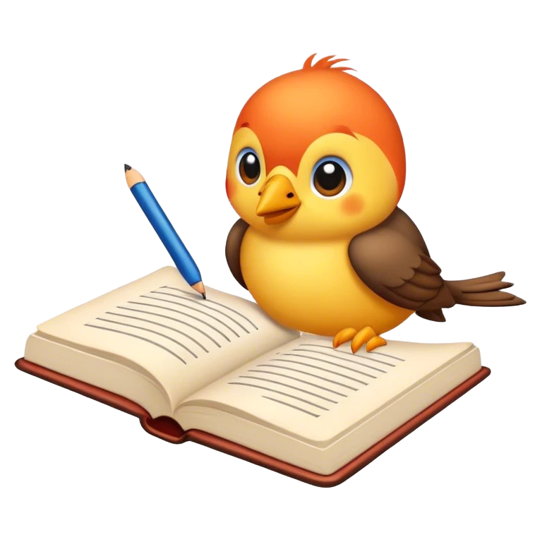 passaro escrevendo um livro emoji