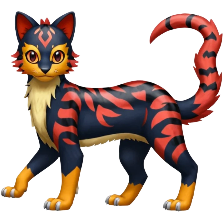 Furry Sneaky Mischievous Expressive Liepard-Nargacuga-Litten-Sprigatito-Pokémon-fusion-creature (full body) emoji