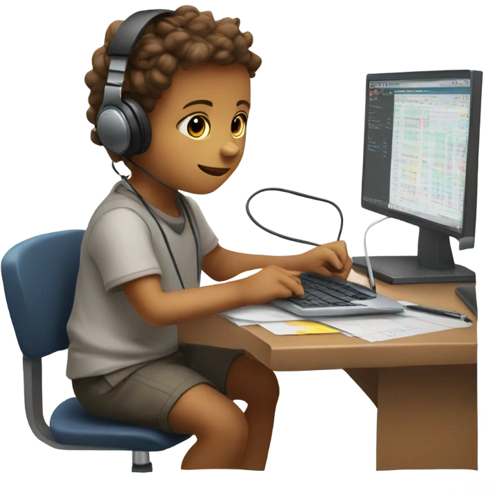 A young child mining data  emoji