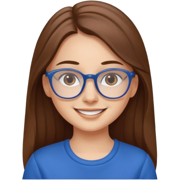 long hair girl with eyeglasses and blue outfit emoji