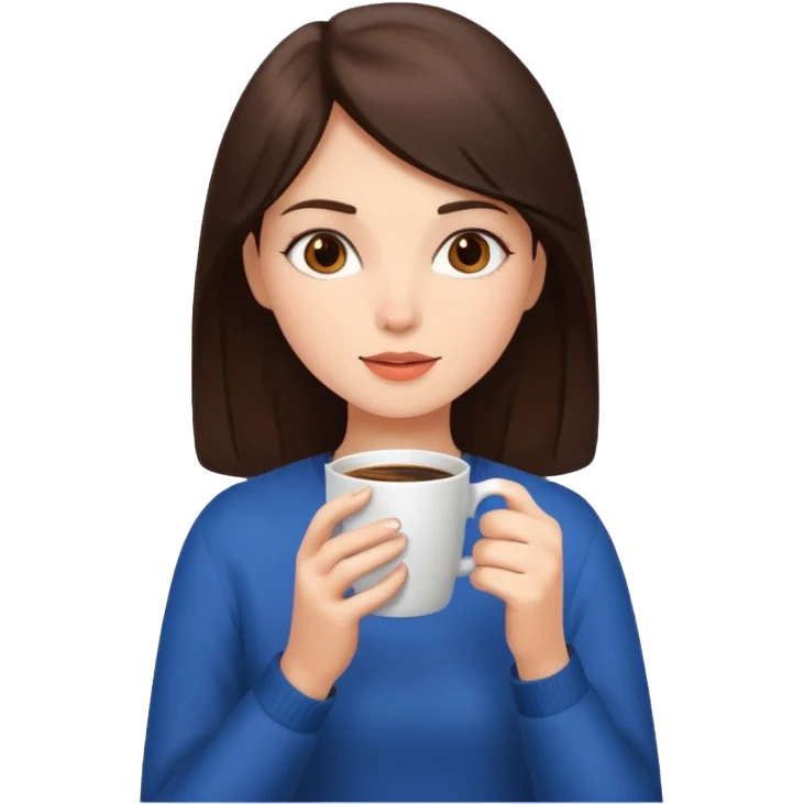 Brunette girl drink a coffee  emoji
