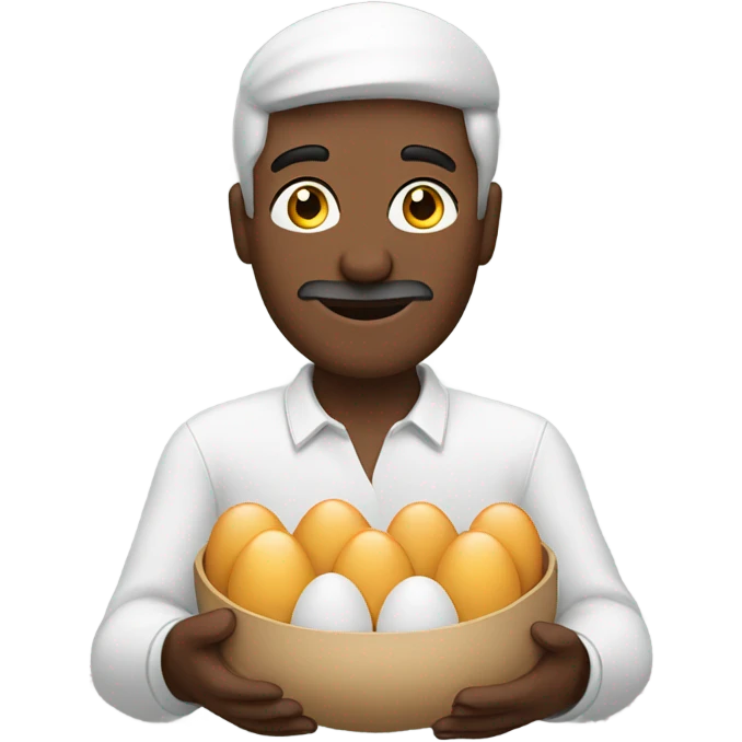 Man holding 6 eggs emoji