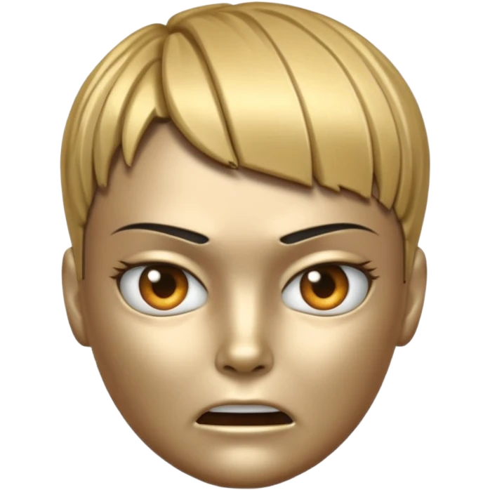 Robot emoji with a "Karen" haircut and angry facial expression emoji