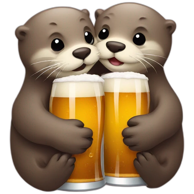 otters hugging making a heart drinkings many beers emoji