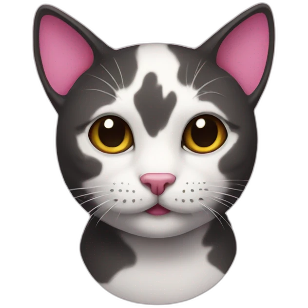 a cat with a pink-nosed black border emoji