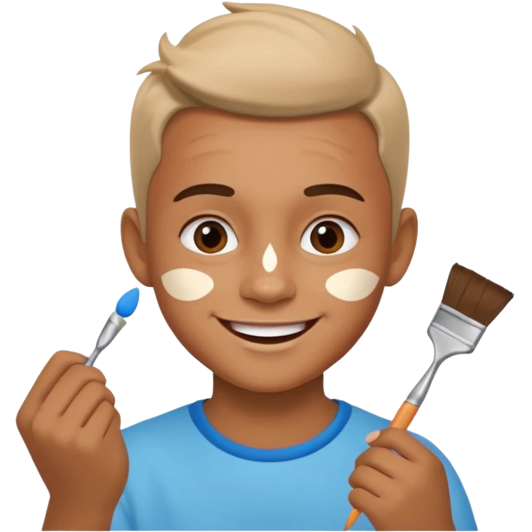 animator at kids' party doing face painting, joyful emoji
