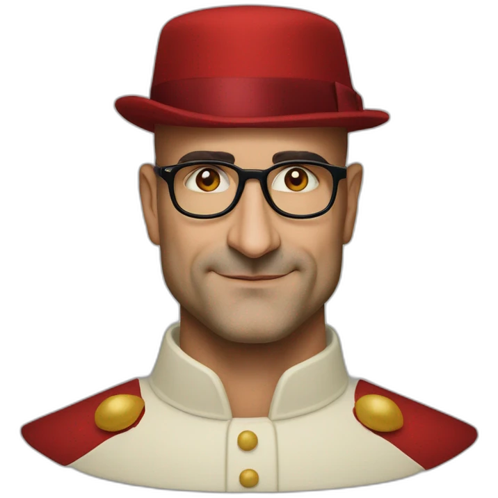 stanley tucci wearing a mitre cardinal hat emoji