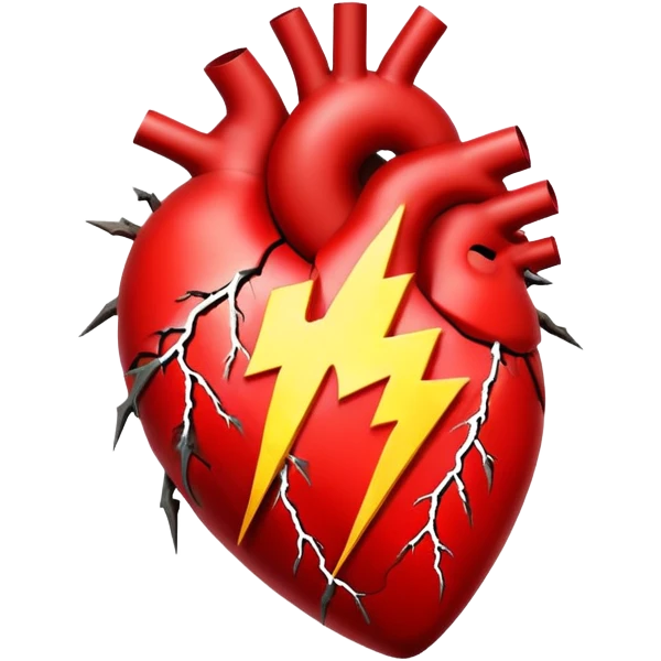 A lightning bolt that strikes the heart emoji