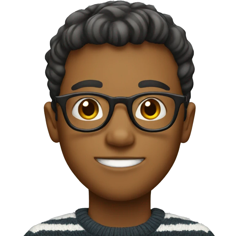 Boy wearing stripe sweater and glasses emoji