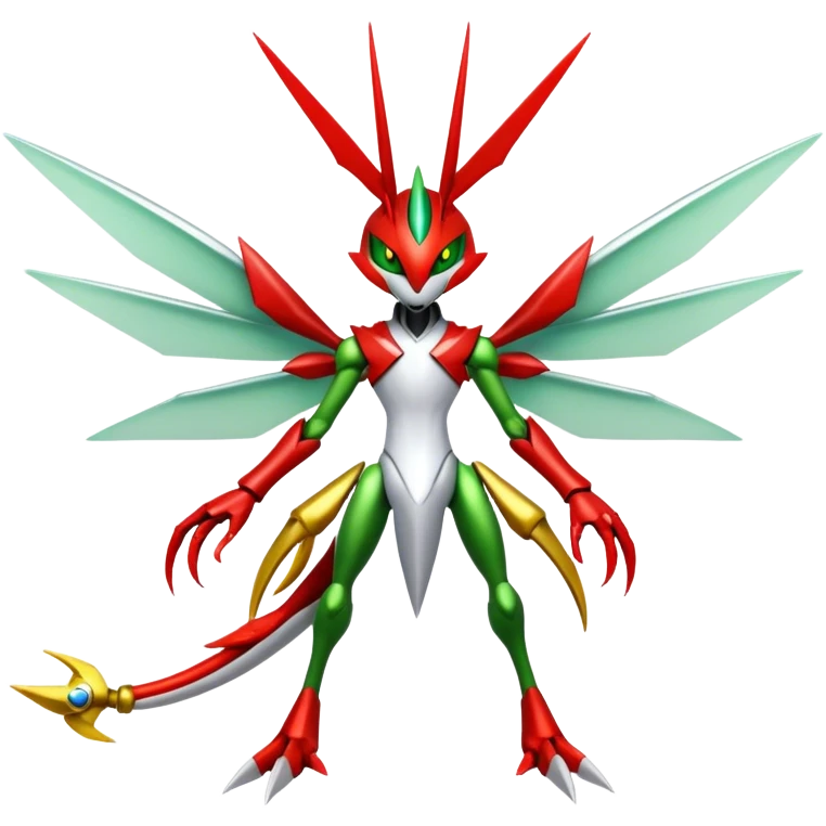Cool Edgy Shiny Ethereal Legendary Kartana-Digimon-Scizor-hybrid full body emoji