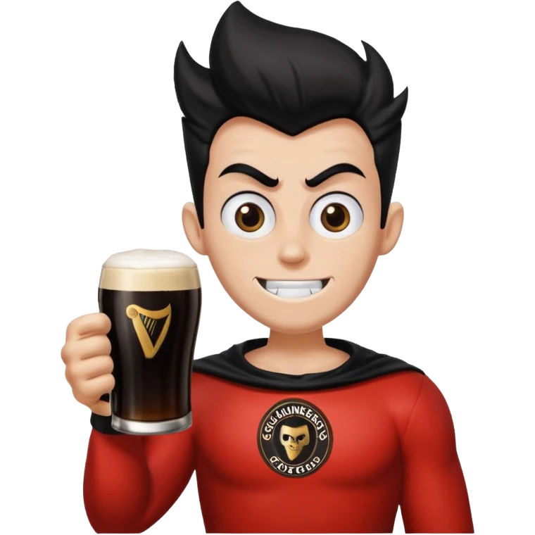 A freakazoid holding a guiness emoji
