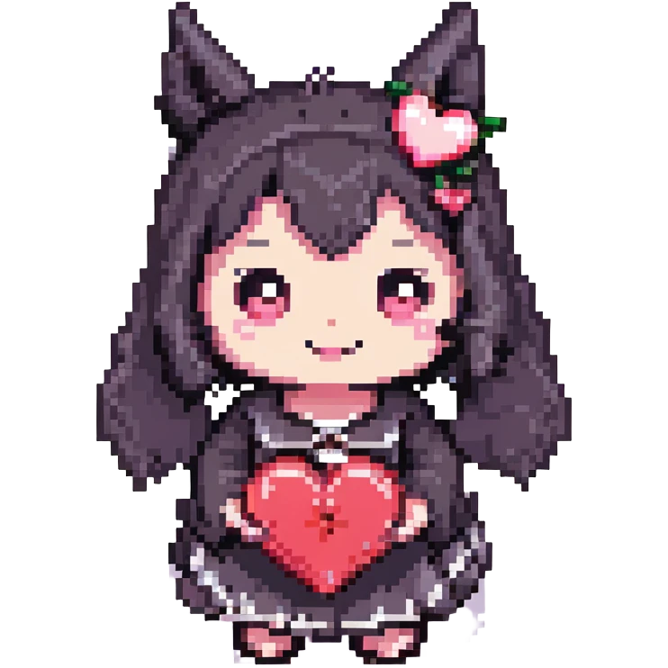 Kuromi holding a heart emoji