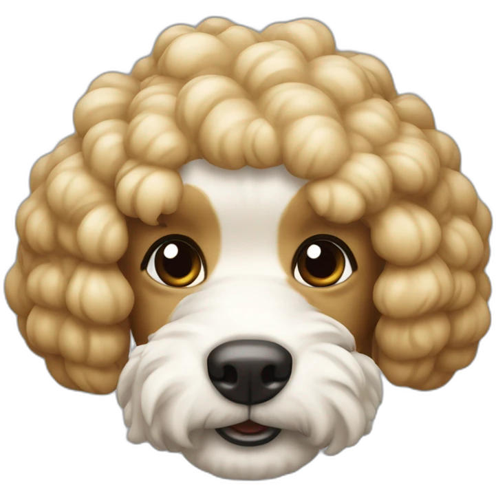 Caniche toy arriba de una cacerola roja emoji