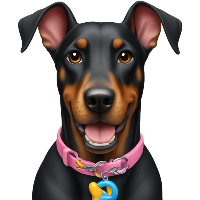 a doberman with a toy in its mouth emoji