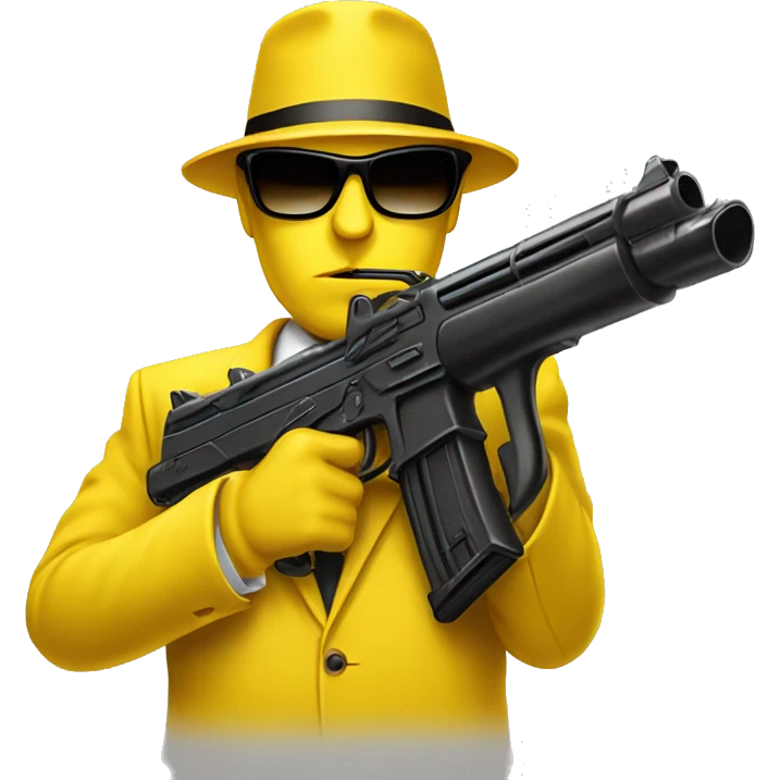 yellow suit mafia with thompson gun and sunglasses emoji