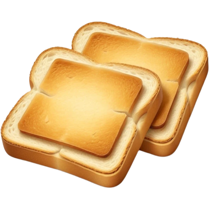 pair of crisp rectangular toast slices, golden-brown edges, airy texture, stacked or overlapping, soft lighting, subtle shadows, emoji scale emoji