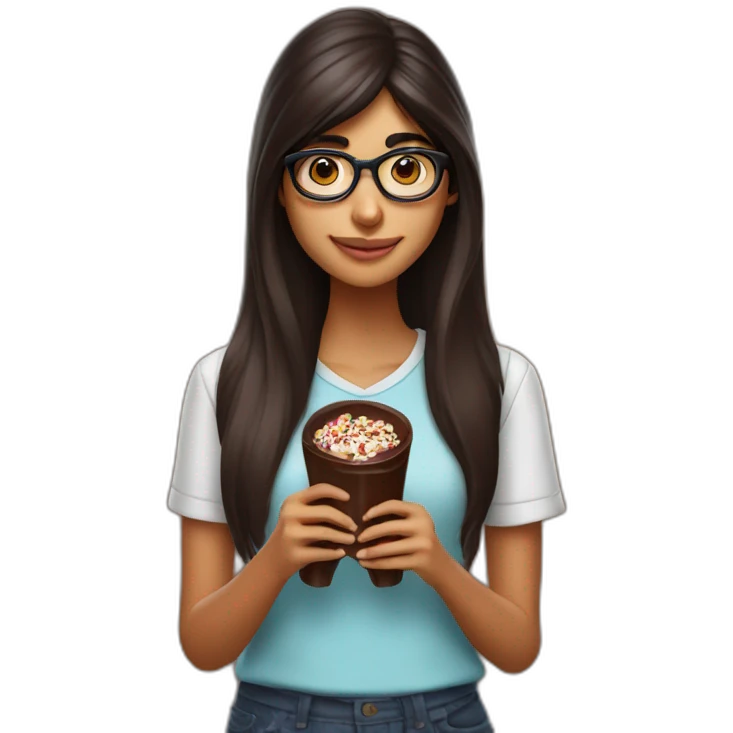 Mia khalifa holding tubular chocolate emoji
