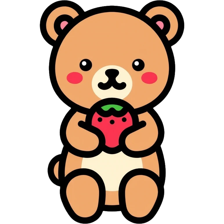 bear with strawberry emoji