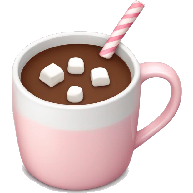 Light Pink mug of hot chocolate with marshmallows  emoji