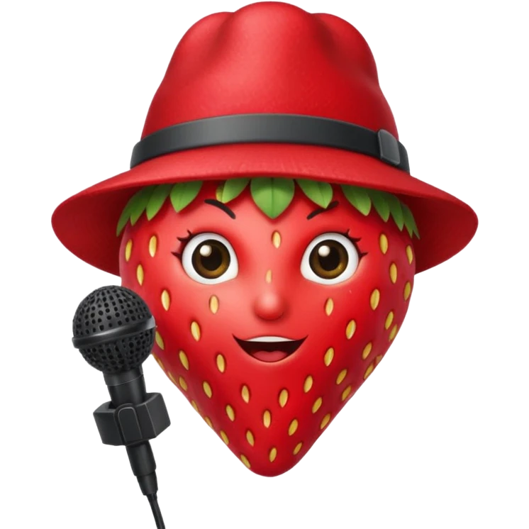 strawberry be hand the mic with hat emoji