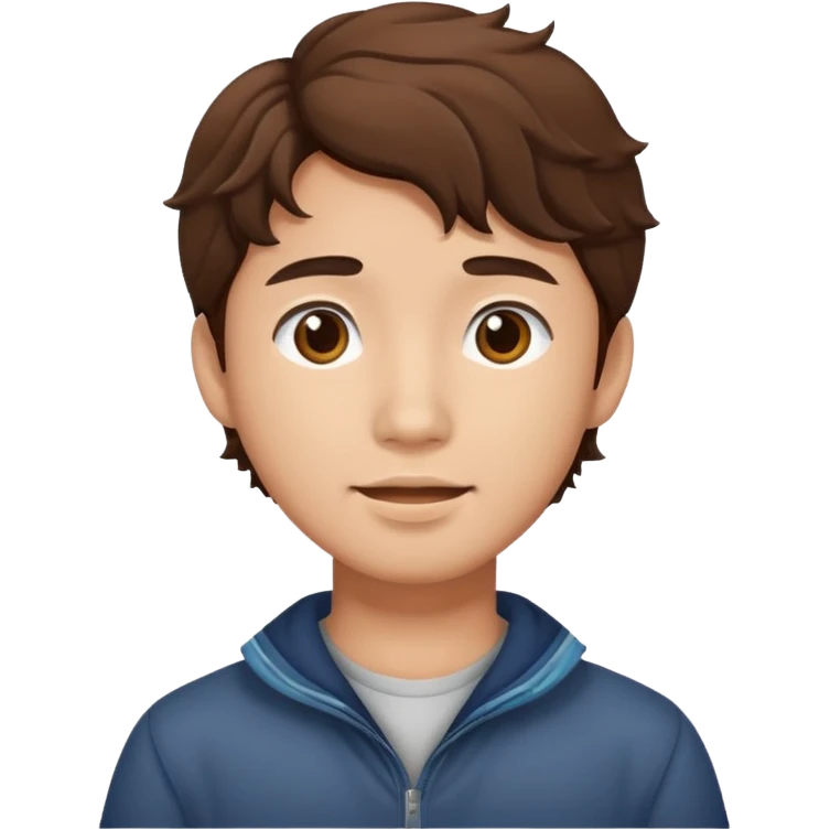 asian young man with wavy brown hair emoji
