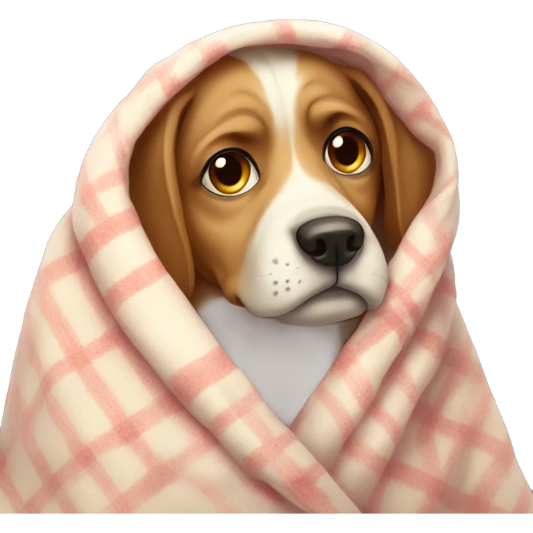 really sad dog in blanket  emoji
