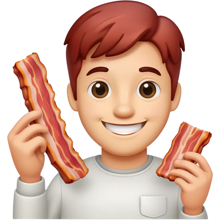 playful character with bacon emoji