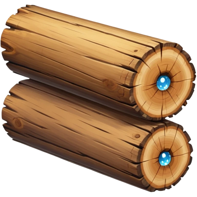 two logs, one propped up sideways on the bottom log, with a sparkle in the foreground emoji