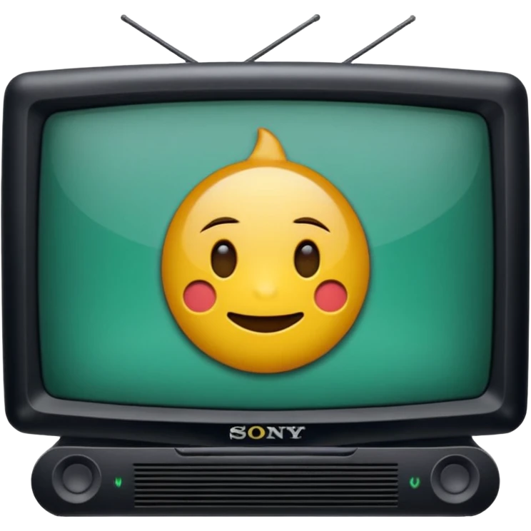 старый черный телевизор Sony с ярко зеленым пиксельным экраном emoji