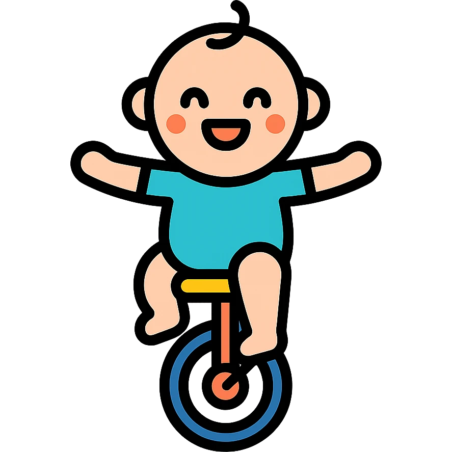 babies riding a unicycle emoji
