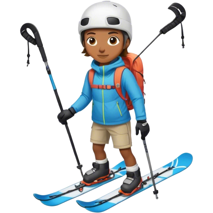 Snowboarder with shorts and ski poles emoji