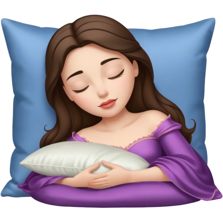 sleeping beauty brunette white girl with a silk pillow emoji
