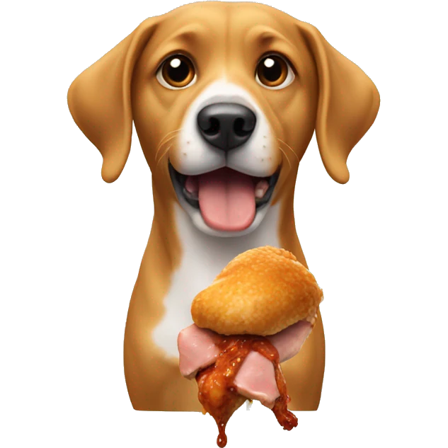 Dog eating chicken emoji