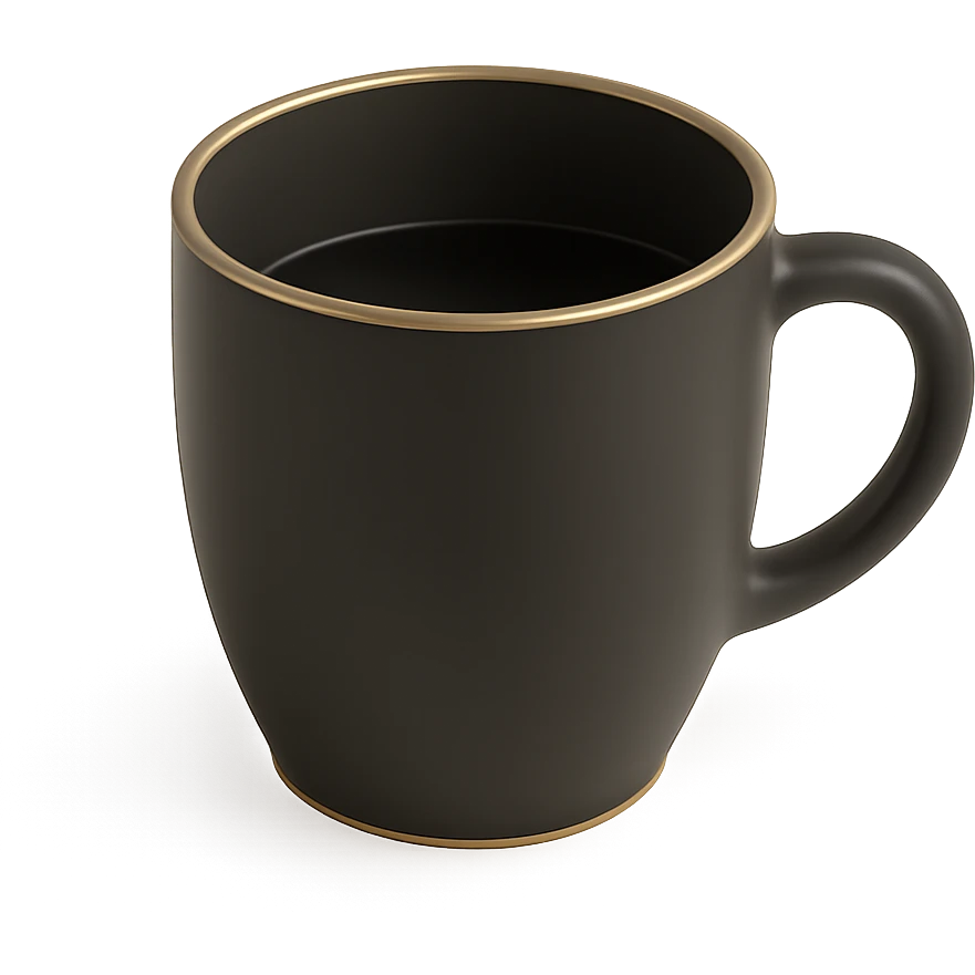 a coffee cup in 3D black style emoji