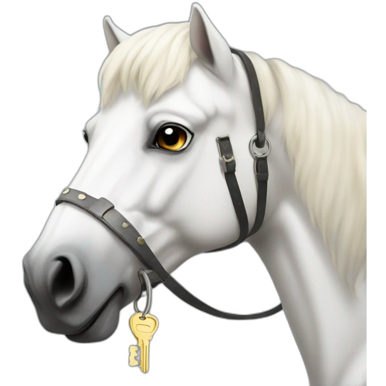 White stallion mustang wearing a key around the neck emoji