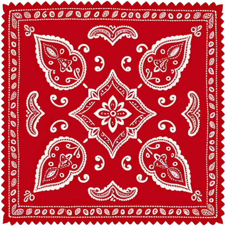 Red paisley bandana, bandana,tied emoji
