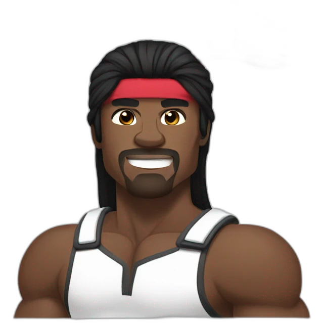 Terry crews muscular with long straight black hair and flag headband emoji