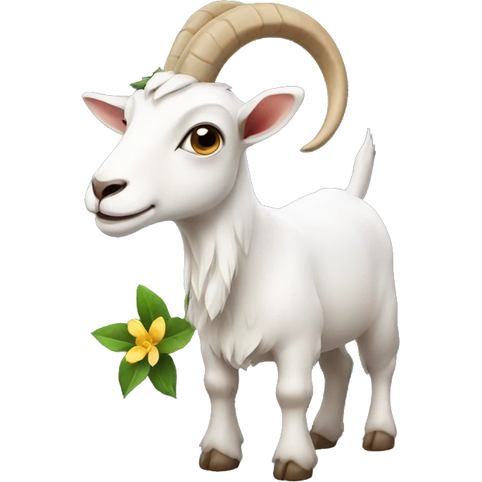 Goat with flower on its ear emoji