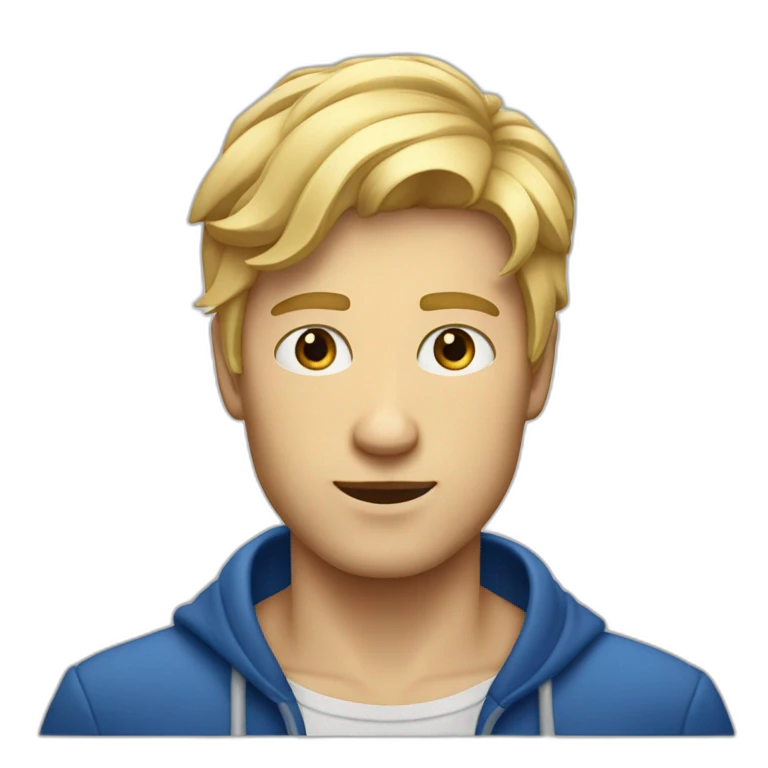 homme cheveux blond aux yeux bleus foncés emoji